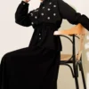 Pearl Flower Waist Tunic Skirt Set Black all'ingrosso clothing set view 2 - Hicabistan fabbrica Turchia