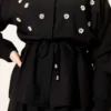 Pearl Flower Waist Tunic Skirt Set Black all'ingrosso clothing set view 4 - Hicabistan fabbrica Turchia