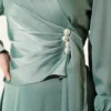 Pearl Embellished Draped Satin Evening Dress al por mayor dress view 4 - Hicabistan fábrica Turquía
