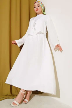 Tie String Kimono Skirt Set White