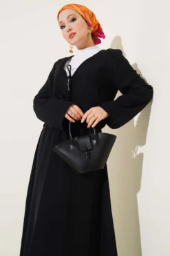 Alternative view of Tie String Kimono Skirt Set Black