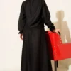 Cord Tied Elastic Cuff Two-Piece Set Black wholesale clothing set view 3 - Hicabistan Turkey factory