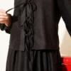 Cord Tied Elastic Cuff Two-Piece Set Black wholesale clothing set view 4 - Hicabistan Turkey factory