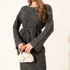 Belted Square Knit Dress al por mayor dress view 2 - Hicabistan fábrica Turquía
