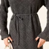 Belted Square Knit Dress al por mayor dress view 4 - Hicabistan fábrica Turquía
