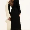 Belted Square Knit Dress Black Großhandel dress view 3 - Hicabistan Türkei Fabrik