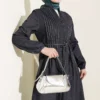 Belted Pleated Denim Dress Indigo all'ingrosso dress view 2 - Hicabistan fabbrica Turchia