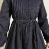 Belted Pleated Denim Dress Indigo all'ingrosso dress view 4 - Hicabistan fabbrica Turchia