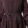 Belted Pleated Denim Dress Plum al por mayor dress view 4 - Hicabistan fábrica Turquía