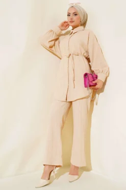 Corded Ruffle Set Beige
