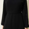 Chiffon Sleeved Embellished Evening Dress Black - Image 4