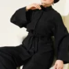 Two-Piece Set with Belt and Pockets Black Großhandel clothing set view 2 - Hicabistan Türkei Fabrik