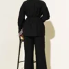 Buttoned Two-Piece Set with Double Pockets and Tie Belt Black wholesale clothing set view 3 - Hicabistan Turkey factory