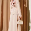 Double-Breasted Pocketed Belted Skirt Set Beige all'ingrosso clothing set view 3 - Hicabistan fabbrica Turchia