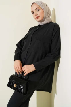 Alternative view of Double-Breasted Pocket Modal Two-Piece Set Black