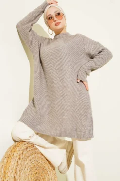 Vista alternativa de Striped Diamond Pattern Knit Tunic