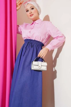 Alternative view of Striped Shirt Dress Pink