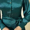 Jacquard Side Tie Evening Dress Petrol Großhandel dress view 4 - Hicabistan Türkei Fabrik