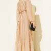 Frill Pleated Dress Camel al por mayor dress view 3 - Hicabistan fábrica Turquía