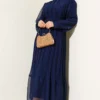 Frill Pleated Dress Navy Blue wholesale dress view 2 - Hicabistan Turkey factory