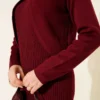 Faux Fur Detailed Knit Dress Burgundy Großhandel dress view 4 - Hicabistan Türkei Fabrik