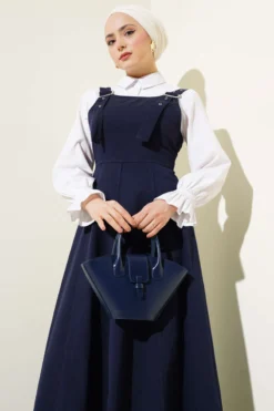 Alternative view of Thick Strap Gabardine Dress Navy Blue