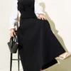 Thick Strap Gabardine Dress Black