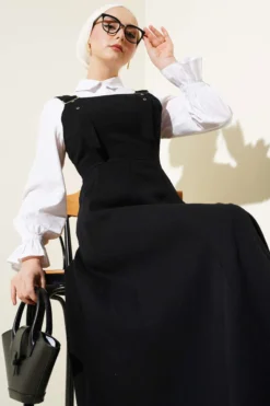 Alternative view of Thick Strap Gabardine Dress Black