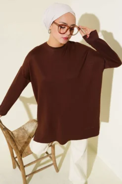 Heart Detail Basic Tunic Brown