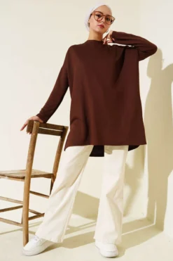Vista alternativa di Heart Detail Basic Tunic Brown