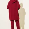 Hoodie with Pocket Zippered Two-Piece Set Burgundy Großhandel clothing set view 3 - Hicabistan Türkei Fabrik
