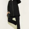 Hoodie with Pocket Zippered Two-Piece Set Black en gros clothing set - Hicabistan usine Turquie