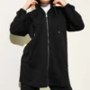 Hoodie with Pocket Zippered Two-Piece Set Black wholesale clothing set view 2 - Hicabistan Turkey factory