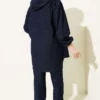 Hooded Denim Two-Piece Set Navy Blue all'ingrosso clothing set view 3 - Hicabistan fabbrica Turchia