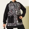 Hooded Pocket Leopard Print Scuba Two-Piece Set Black en gros clothing set view 2 - Hicabistan usine Turquie