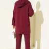 Hooded Pocket Lounge Set Burgundy Großhandel clothing set view 3 - Hicabistan Türkei Fabrik