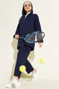Hooded Pocket Lounge Set Navy Blue