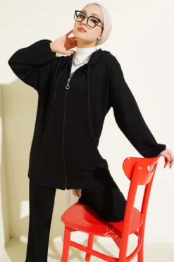 Alternative view of Hooded Pocket Lounge Set Black