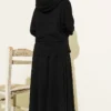 Hooded Skirted Two-Piece Set Black wholesale clothing set view 3 - Hicabistan Turkey factory