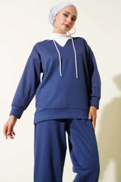 Alternative view of Hooded Two-Piece Set Navy Blue