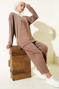 Hooded Two-Piece Set Mink