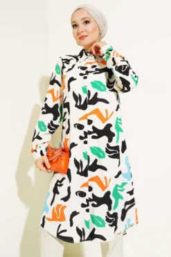 Alternative view of Mixed Pattern Hidden Button Shirt Stone