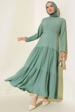 Layered Ruffled Dress with Belt