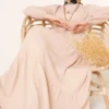 Layered Ruffled Dress with Belt Beige