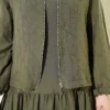 Layered Tencel Dress Set Khaki all'ingrosso clothing set view 4 - Hicabistan fabbrica Turchia