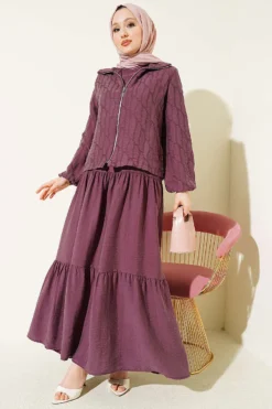 Layered Tencel Dress Set all'ingrosso clothing set view 2 - Hicabistan fabbrica Turchia