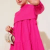 Layered Dress Fuchsia wholesale dress view 2 - Hicabistan Turkey factory