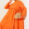Layered Dress Orange wholesale dress view 2 - Hicabistan Turkey factory