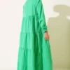 Layered Dress Green wholesale dress view 3 - Hicabistan Turkey factory