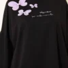 Butterfly Embroidered Two-Piece Set Black Großhandel clothing set view 4 - Hicabistan Türkei Fabrik